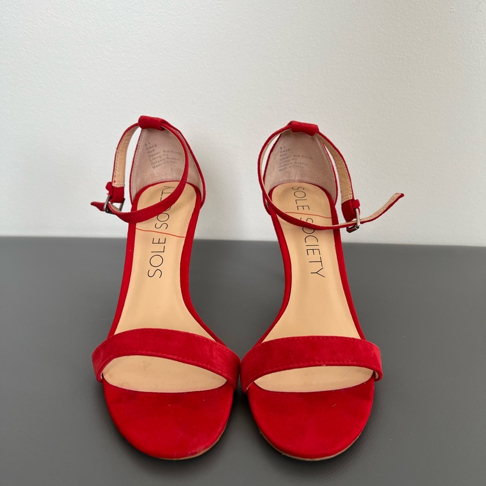 Sole Society Dace Red Kid Suede Heels